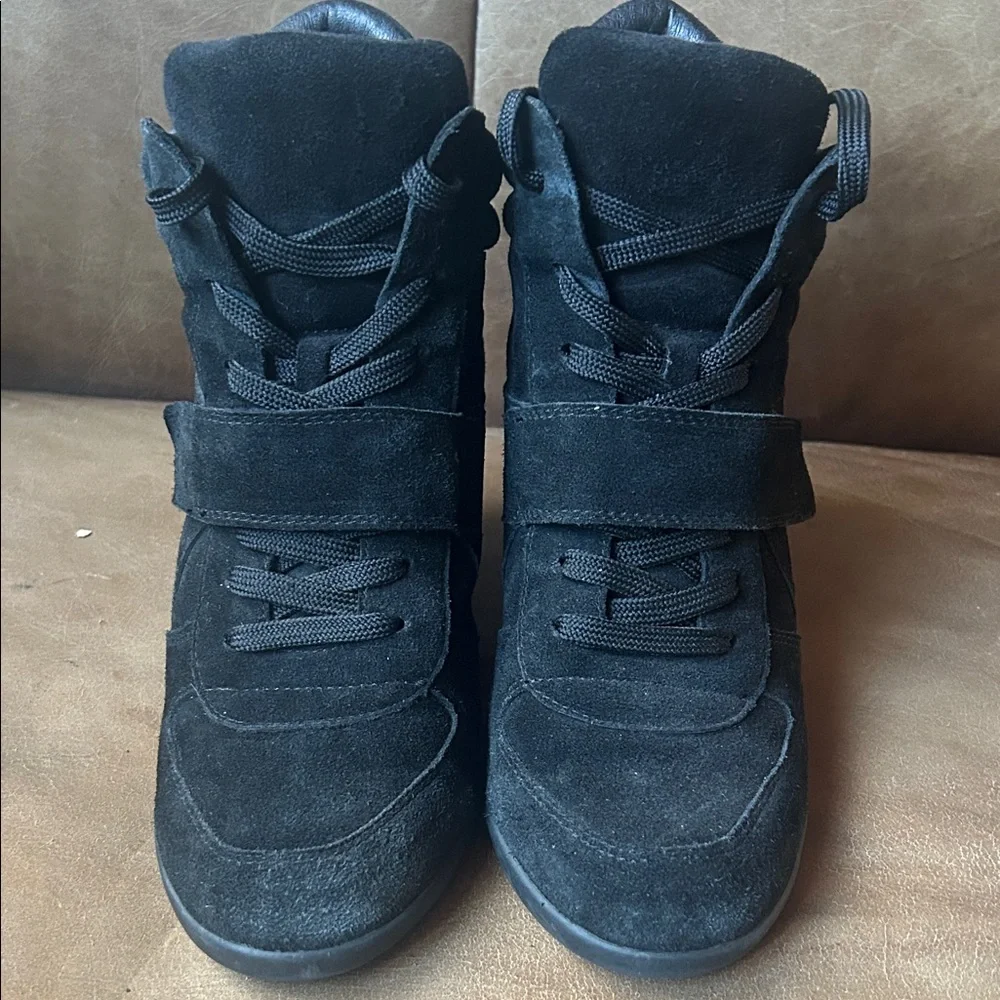 Ash Black Suede Wedge Boots - Picture 4 of 7